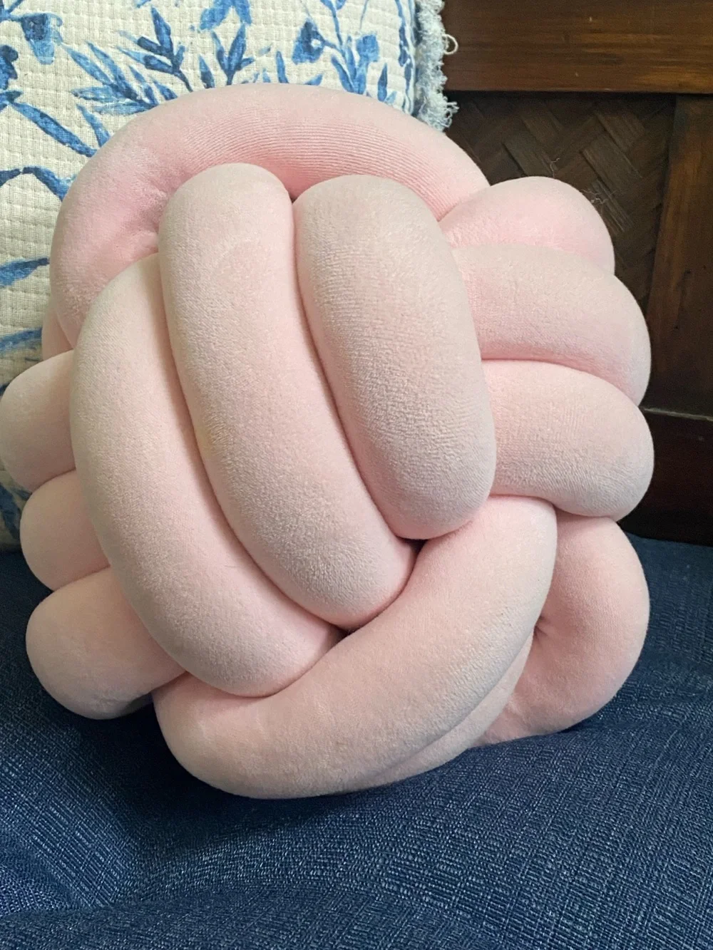 Plush Knot Accent Throw Pillow - Light Pink